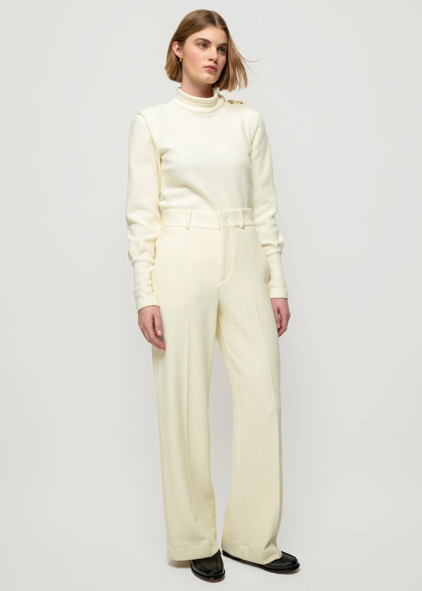 Sale Crinkle Structuur Pantalon Vrouw Basics