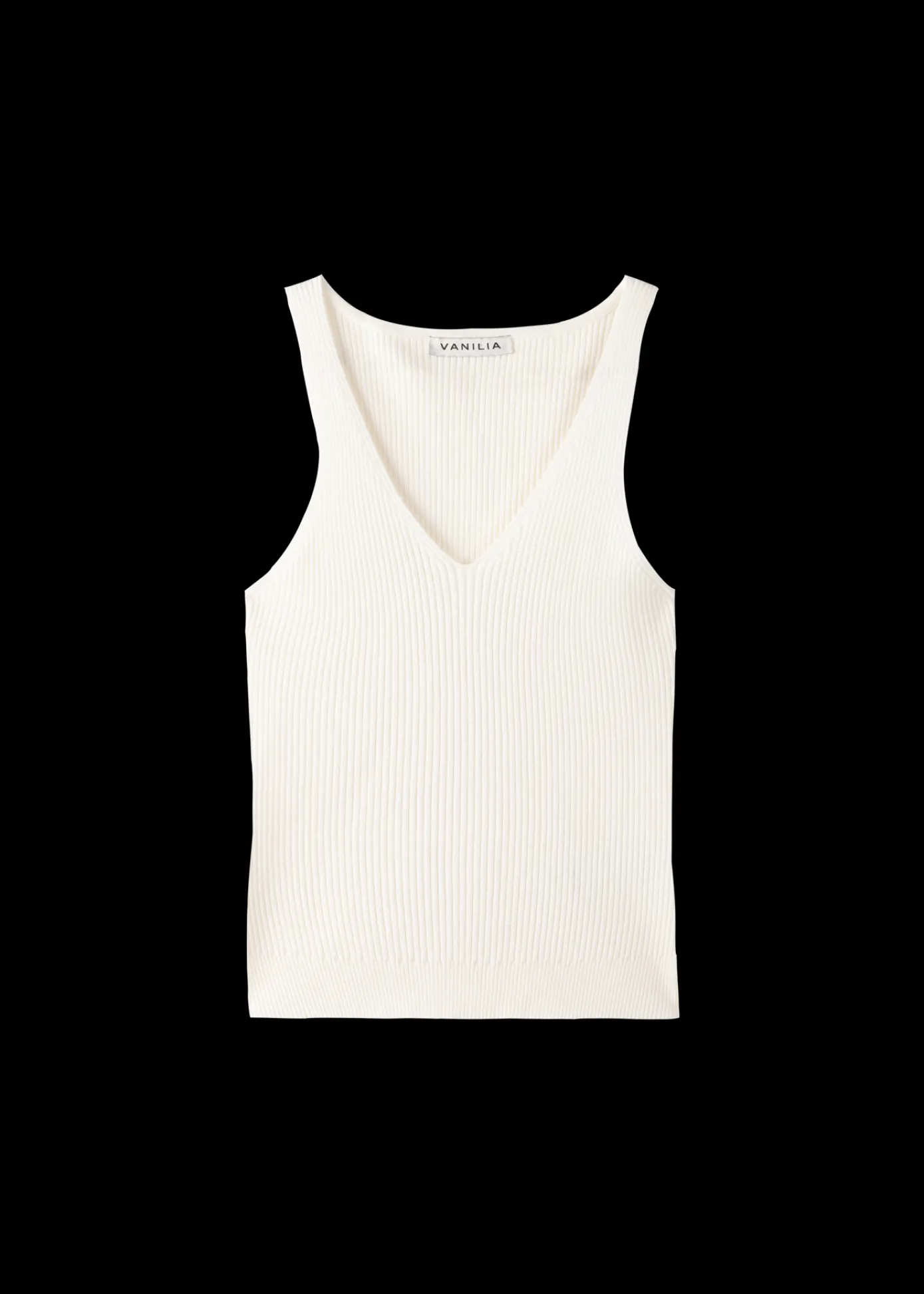 Best Sale Gebreide Rib Top Met V-Hals Vrouw Basics