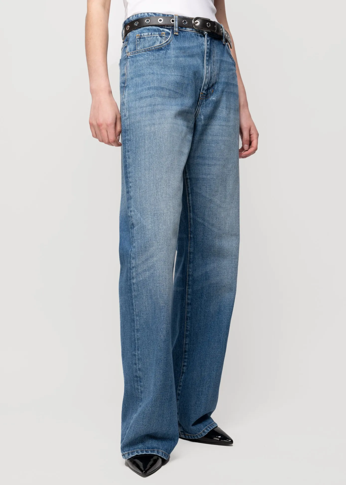 Outlet High Waist Jeans Straight Fit Vrouw Broeken