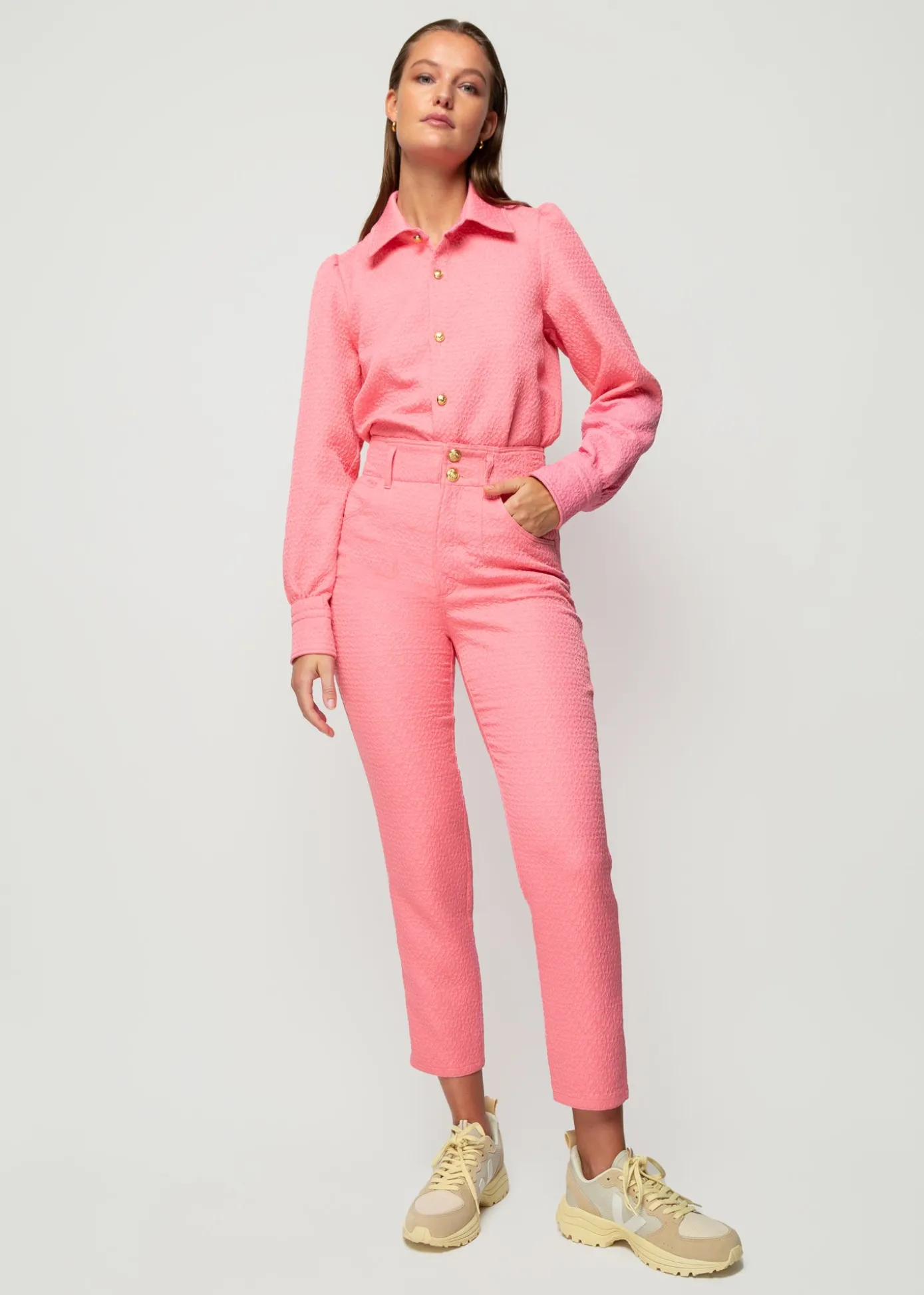 Flash Sale Jacquard Geweven Blouse Vrouw Two-Pieces