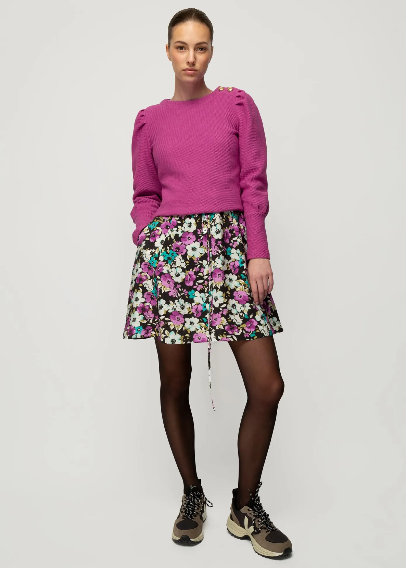 Outlet Struc Top Met Gouden Knopen Vrouw Tops