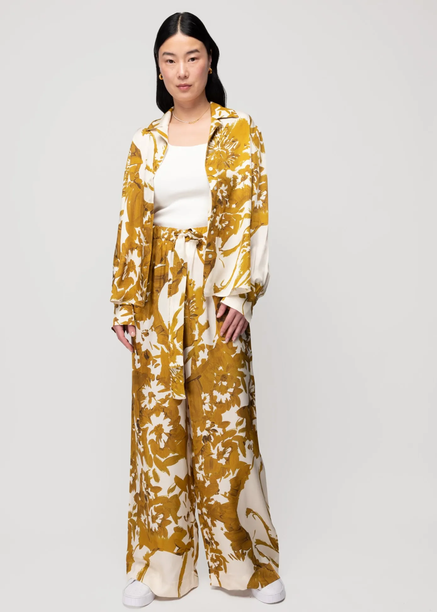 Hot Viscose Blouse Met Bloemen Vrouw Two-Pieces