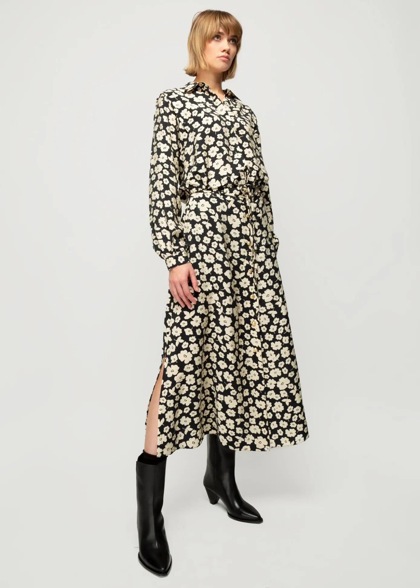 New Viscose Midi Rok Met Bloemenprint Vrouw Two-Pieces