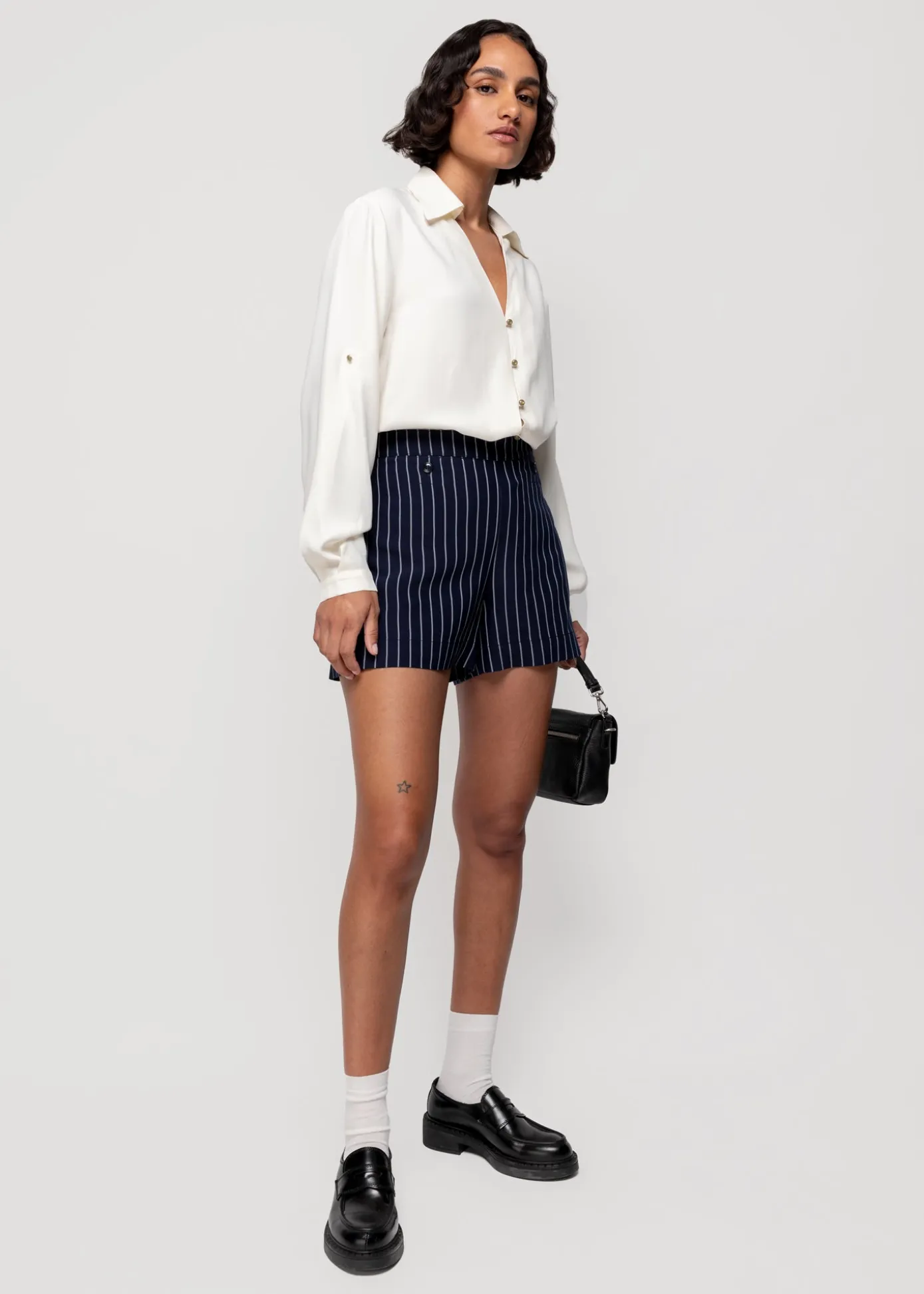 Cheap Viscose Short Pin Stripe Vrouw Shorts