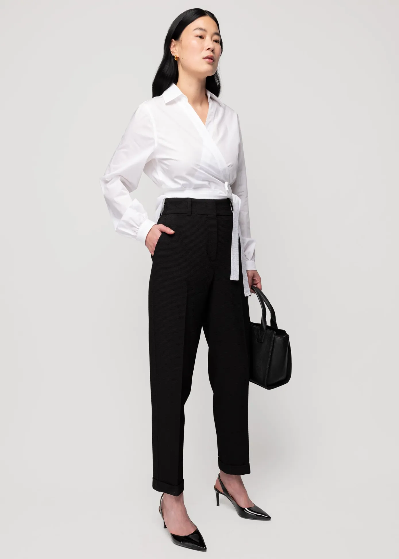 Flash Sale Wafel Structuur Broek Tapered Fit Vrouw Basics